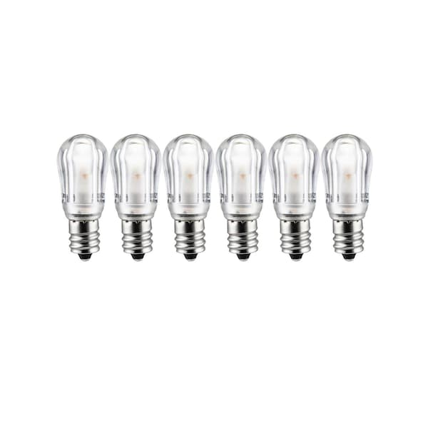 Sunlite S6 LED 1W 10W Equiv 50 Lumen Non-Dimmable E12 Base 150 Degree ETL 2700K Night Light Bulbs, 6PK 41069-SU - main